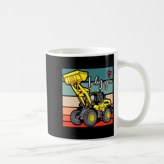 Caneca De Café Construction Vehicles Valentines Hearts Excavator  (Direita)