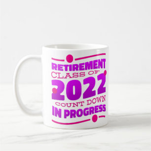 Caneca De Café contagem regressiva aposentada 2022 rosa engraçad