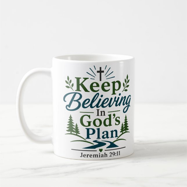 Caneca De Café Continue Acreditando No Plano De Deus Devocional E (Esquerda)