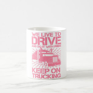 Caneca De Café Continue Caminhando 18 Rodas Rosa