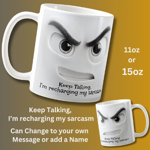 Caneca De Café Continue Falando, Adicione Rosto Expressivo de Men
