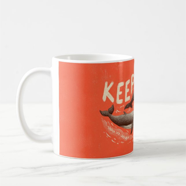 Caneca De Café Continue Nadando Baleias (Esquerda)