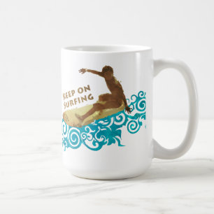 Caneca De Café Continue Surfando, Grunge e Ondas para os Cara Sur