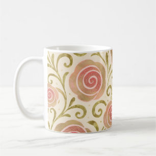 Caneca De Café Conto de Fadas Rosa e Dourado Rosas Princesa Livro