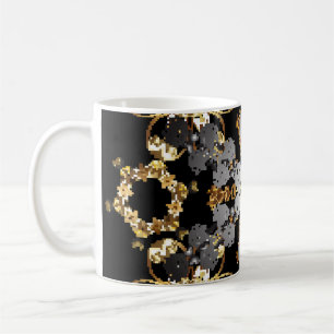 Caneca De Café Contorno do ouro: Decor Floral Oriental