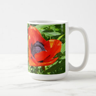 Caneca De Café Contraste agradável da flor vermelha grande