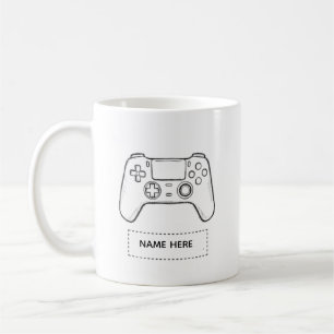 Caneca De Café Controlador de Jogo Personalizado Esboço Minimalis