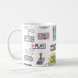 Caneca De Café Controladores de Jogo Retroativo: Padrão Colorido