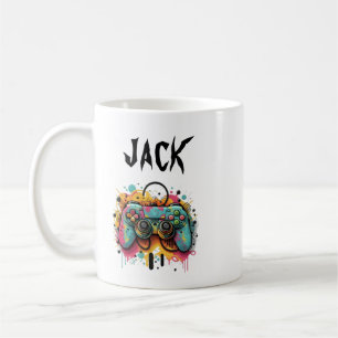 Caneca De Café Controle de Video Game Aquarela Jogos Legais