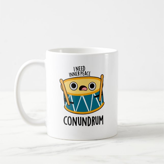 Caneca De Café Conundrum Engraçado Drummer Drum Pun (Esquerda)
