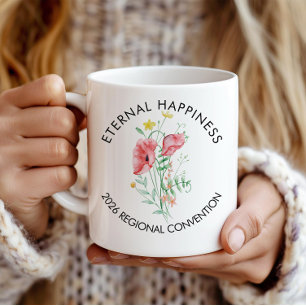 Caneca De Café Convenção de 2026 sobre Felicidade Eterna com Flor