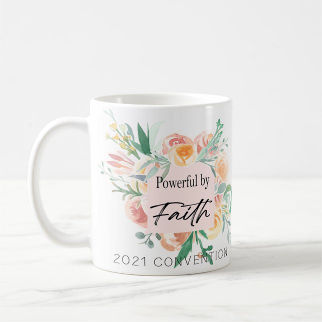 Caneca De Café Convenção JW 2021 - Poderosa por Faith Mug (Esquerda)