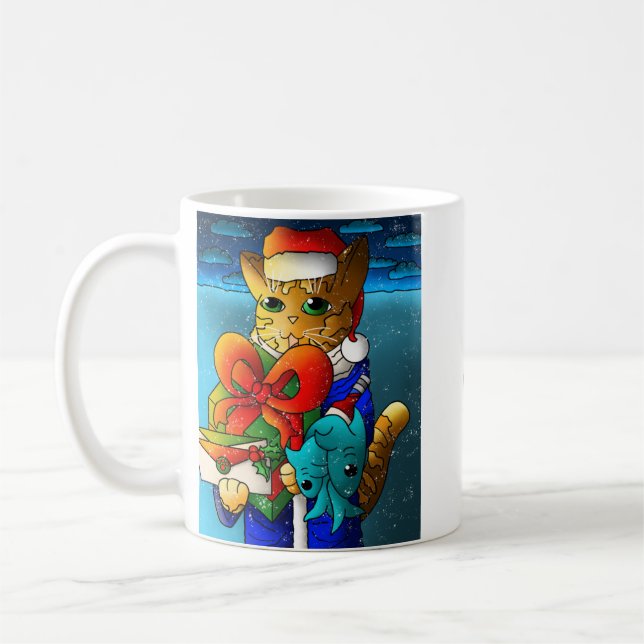 Caneca De Café Convidado de Gato de Natal (Esquerda)