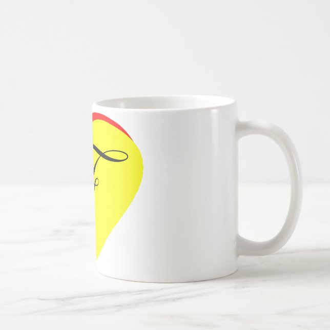 Caneca De Café Convite De Casamento Coração Vermelho Amarelo F O  (Direita)