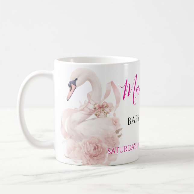 Caneca De Café Convite de Chá de Bebê Menina com Laço Rosa (Esquerda)