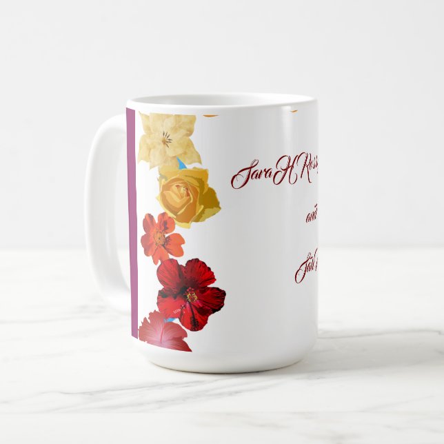 Caneca De Café Convite de Chuveiro de Noiva Floral, Chuveiro de N (Frente Esquerda)