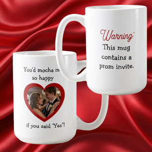 Caneca De Café Convite de Promoção com Foto em Coração Convite