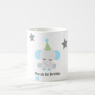 Caneca De Café Convite para o Aniversário de Elefante Bonito para