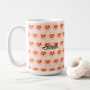 Caneca De Café Cookies Clássicos do Coração de Morango