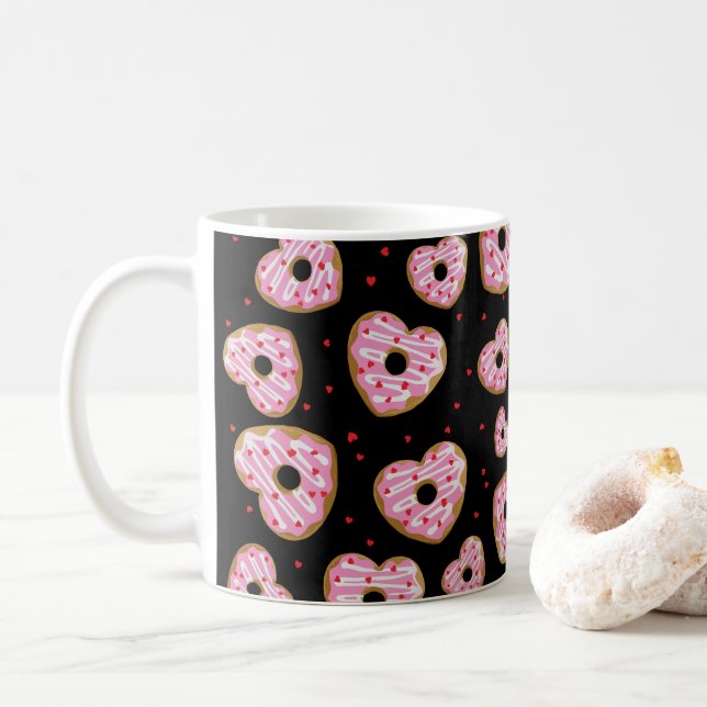 Caneca De Café Cookies de Coração Rosa Bonitos (Com Donut)