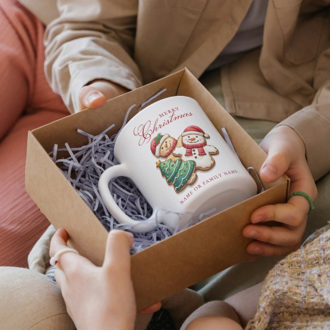 Caneca De Café Cookies de Natal e Nome Personalizado Feliz Natal (Criador carregado)