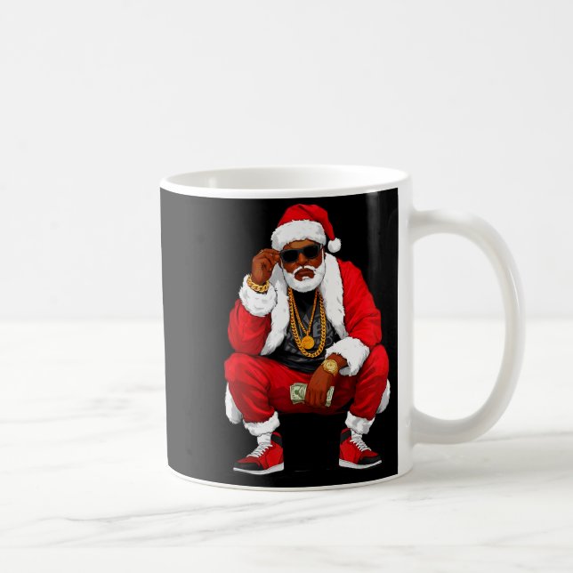Caneca De Café Cool Black Man Santa Claus Christmas African Ameri (Direita)