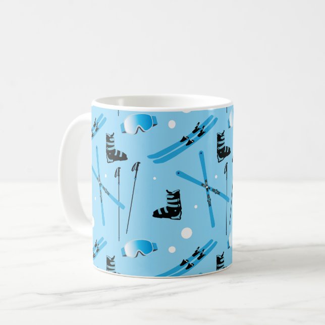 Caneca De Café Cool Blue Skiing (Frente Esquerda)