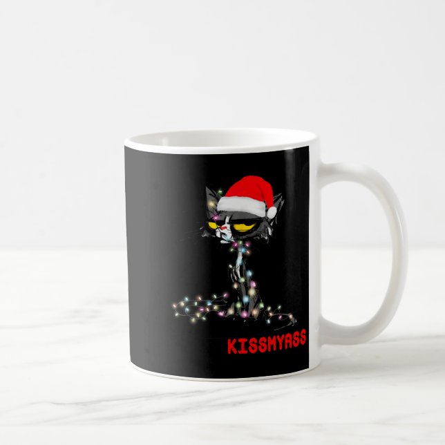 Caneca De Café Cool Cat Hat Merry Kiss My Christmas  (Direita)