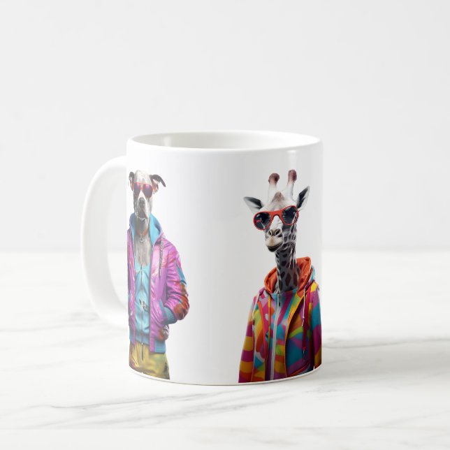 Caneca De Café Cool Crew” – Colour-Pop Animal Squad Mug (Frente Esquerda)