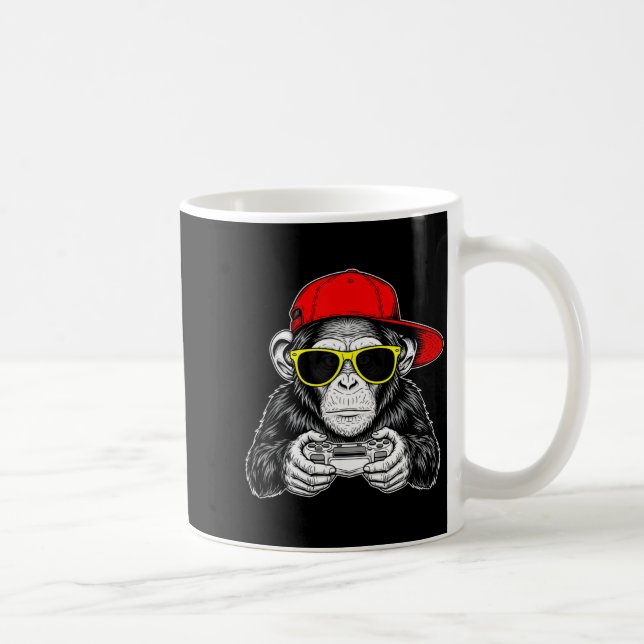 Caneca De Café Cool Gamer Monkey With Controller Funny Gaming Vid (Direita)