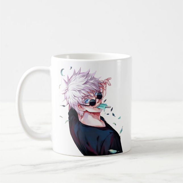 Caneca De Café Cool Gojo Satoru with Glasses Mug" (Esquerda)