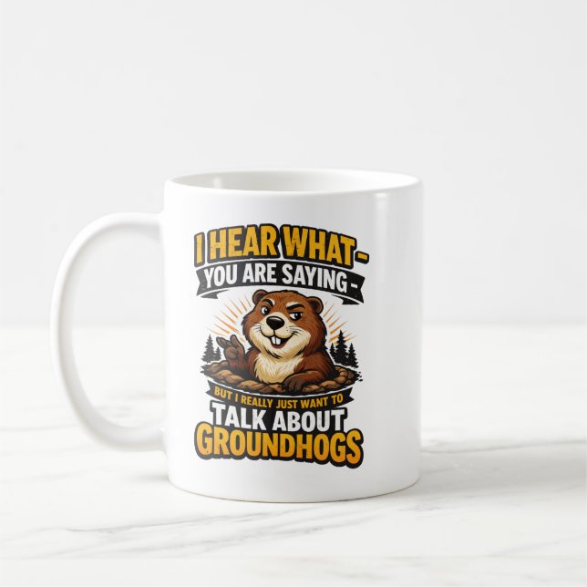 Caneca De Café Cool Groundhog Day Groundhog | Funny February (Esquerda)