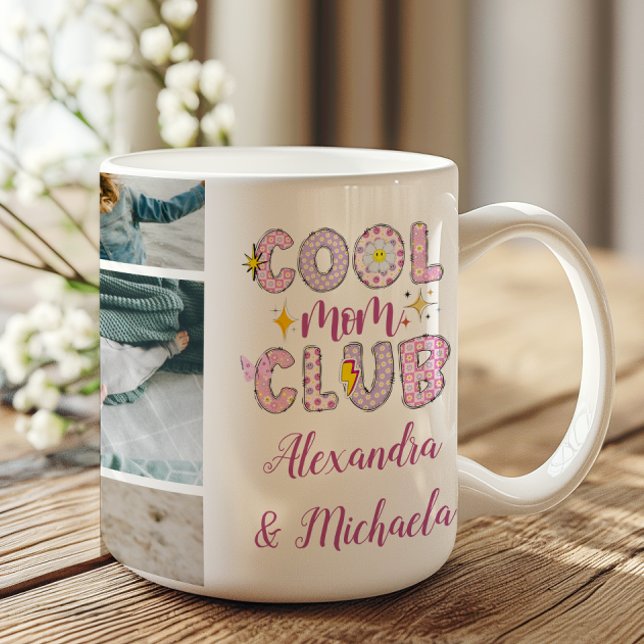 Caneca De Café Cool Mom Club Retro 7 Photo Mug (Criador carregado)