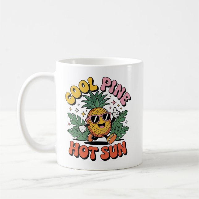 Caneca De Café Cool Pine Hot Sun Retro Pineapple Summer Vibes (Esquerda)