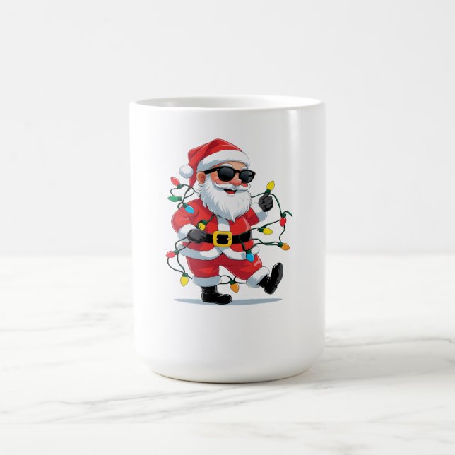 Caneca De Café Cool Santa with Christmas Lights – Modern Festive  (Centro)