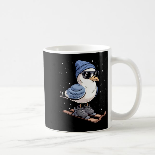 Caneca De Café Cool Seagull On Skis - Nordic Winter Seagulls Aprè (Direita)