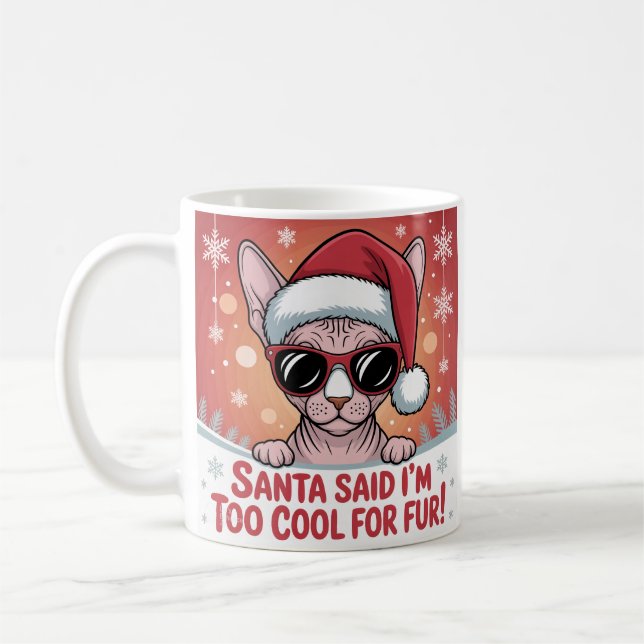 Caneca De Café Cool Sphynx Cat Christmas Santa Design (Esquerda)