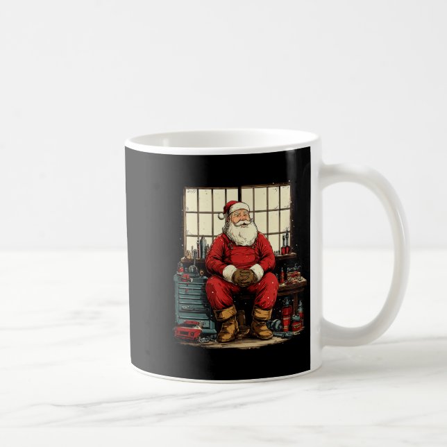 Caneca De Café Cool Workshop Santa Claus With Wrenches Tool Costu (Direita)