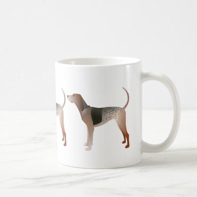 Caneca De Café Coonhound Dog Silhouette, inglês americano (Direita)