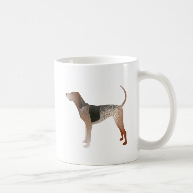 Caneca De Café Coonhound Dog Silhouette, inglês americano (Direita)
