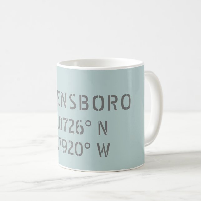 Caneca De Café Coordenadas de Latitude e Longitude do Greensboro  (Frente Esquerda)
