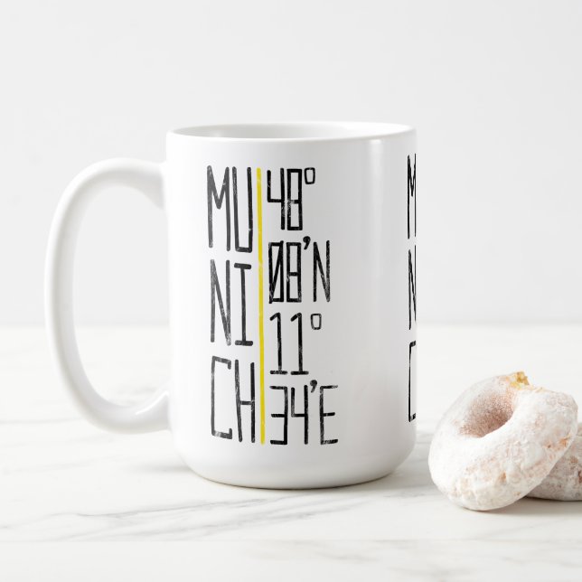 Caneca De Café Coordenadas de Munique Mug, Munique (Com Donut)