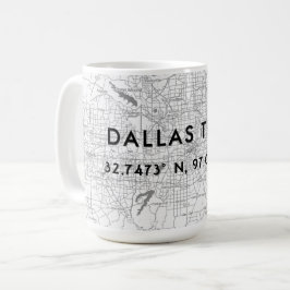 Caneca De Café Coordenadas personalizadas de mapeamento de dallas