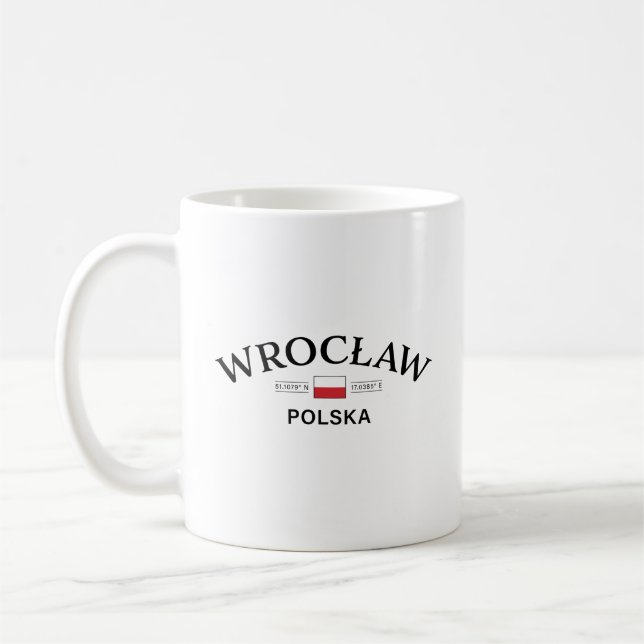 Caneca De Café Coordenadas Polonesas Wroclaw Polska (Polônia) (Esquerda)