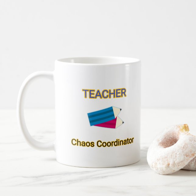Caneca De Café Coordenador de Caos de Professor Citações Divertid (Com Donut)