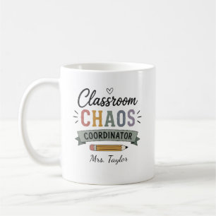 Caneca De Café Coordenador de Caos Personalizado na Sala de Aula 