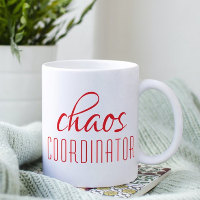 Caneca De Café Coordenador de caos Red Script Coffee Mug (Criador carregado)
