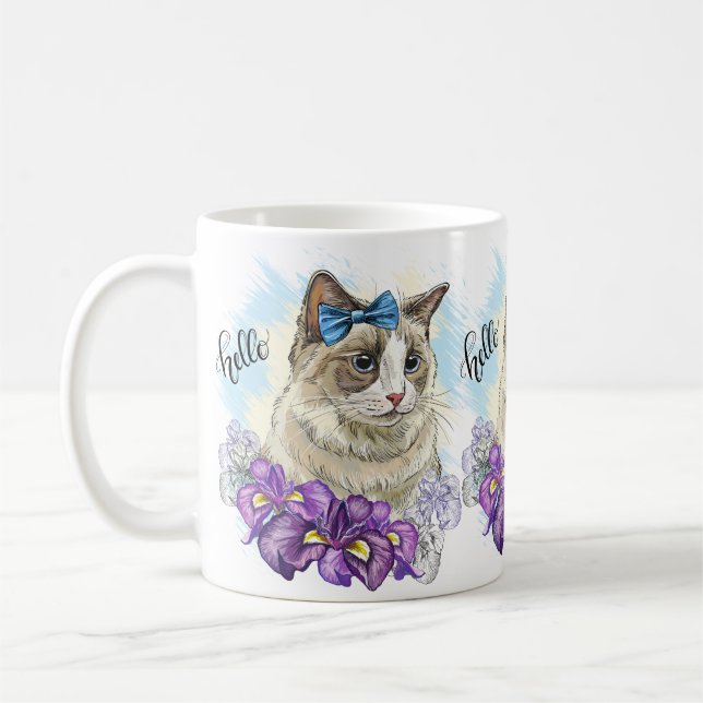 Caneca De Café Cópia de mão desenhando gato bonito engraçado com  (Esquerda)