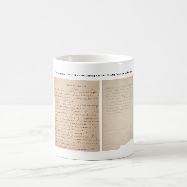 Caneca De Café Cópia de Nicolay do endereço de Gettysburg (1863) (Centro)
