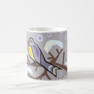 Caneca De Café Copo - cena do inverno com pássaro bonito